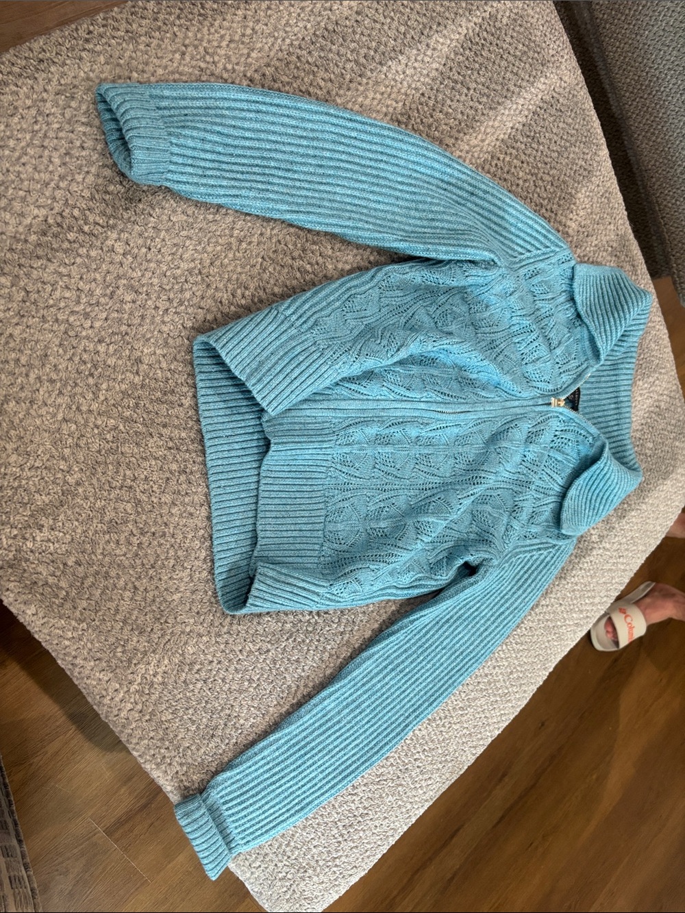 Talbots Light Blue Cable Knit Turtleneck Sweater